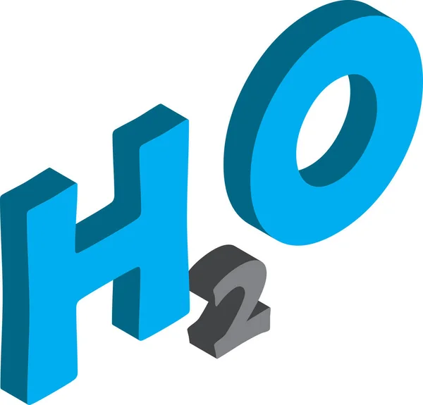 Ilustrasi Huruf H2O Dalam Gaya Isometrik Terisolasi Latar Belakang - Stok Vektor