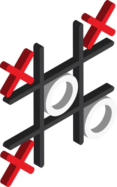 Tic Tac Toe Illustration Jeux Style Isométrique Isolé Sur Fond — Image vectorielle