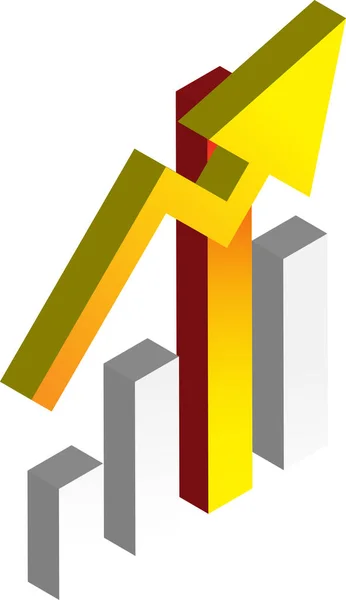 Graphique Stock Illustration Croissance Style Isométrique Isolé Sur Fond — Image vectorielle