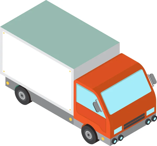 在背景上隔离的3D等距风格的送货卡车插图 — 图库矢量图片