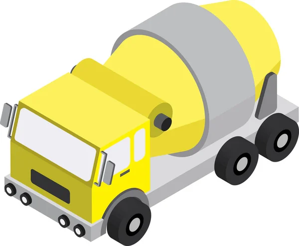 Cementový Kamion Ilustrace Izometrickém Stylu Izolované Pozadí — Stockový vektor