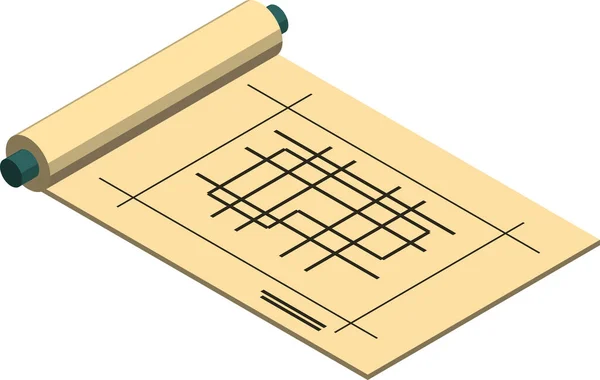 Illustration Plan Construction Maison Style Isométrique Isolé Sur Fond — Image vectorielle