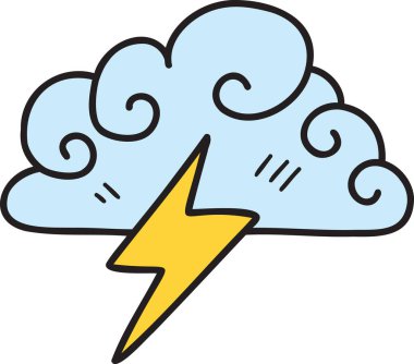 El çizimi yıldırım ve bulut çizimi arka planda izole