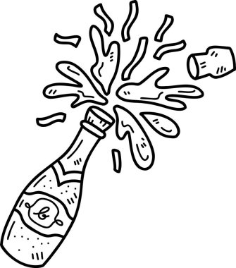 El Çizimi Kutlama Şarabı çizimi arka planda izole