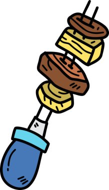 El çizimi barbekü çubukları arka planda izole edilmiş