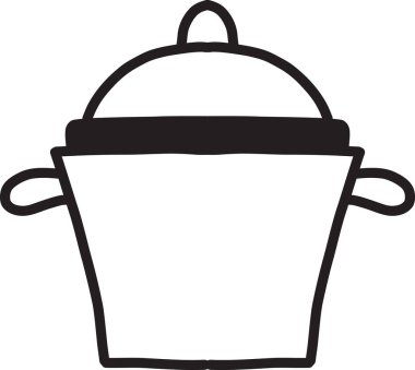 El çizimi tencere illüstrasyonu arka planda izole