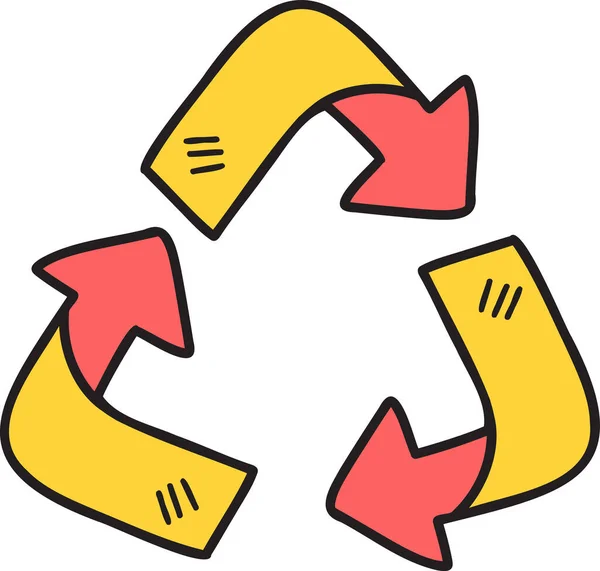 Handgezeichnete Abbildung Des Recycling Symbols Isoliert Auf Dem Hintergrund — Stockvektor