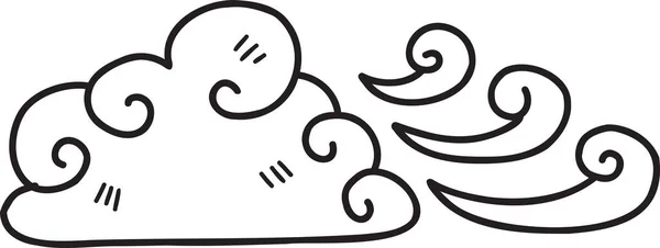 背景に描かれた手描きの雲と風のイラスト — ストックベクタ