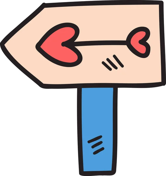 Señal Guía Dibujada Mano Flecha Del Corazón Ilustración Aislada Fondo — Archivo Imágenes Vectoriales