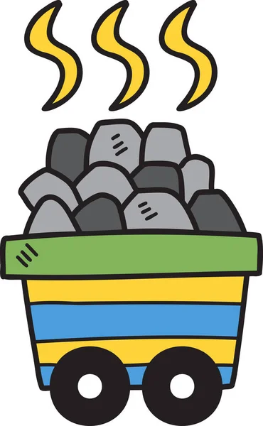Handgezeichnete Kohlewagen Illustration Isoliert Auf Hintergrund — Stockvektor