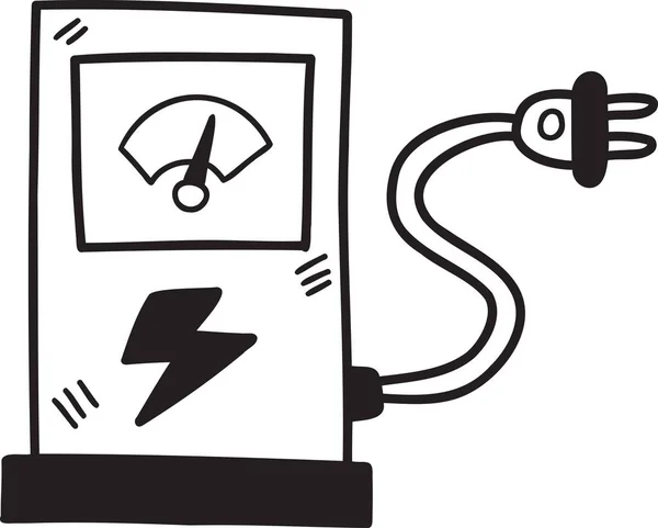 Рука Мальована Електрична Зарядка Ілюстрація Станції Ізольована Фоні — стоковий вектор