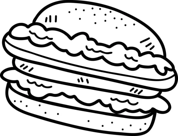 Kézzel Rajzolt Hamburger Illusztráció Elszigetelt Háttér — Stock Vector