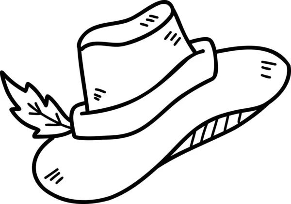 Sombrero Vaquero Dibujado Mano Ilustración Plumas Aisladas Fondo — Archivo Imágenes Vectoriales