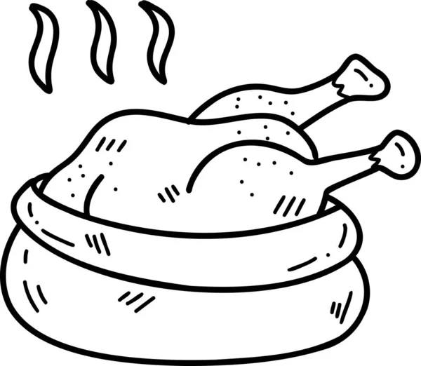 Hand Drawn Roast Turkey Illustration Isolated Background — Stock Vector