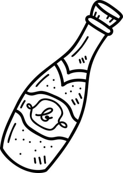 Celebración Dibujada Mano Botella Vino Ilustración Aislada Sobre Fondo — Vector de stock