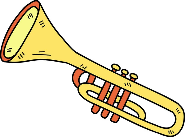 Hand Drawn Trumpet Illustration Isolated Background — Vector de stock