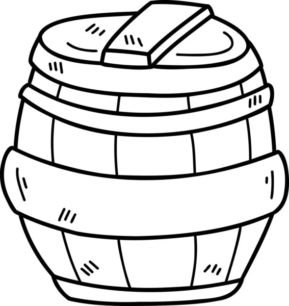 Illustration Fût Bière Dessinée Main Isolée Sur Fond — Image vectorielle
