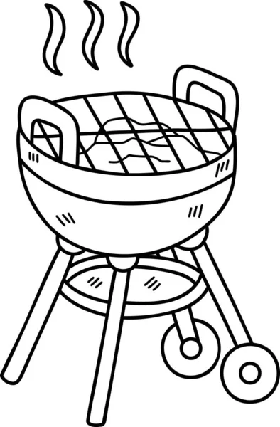 Illustration Barbecue Dessinée Main Isolée Sur Fond — Image vectorielle