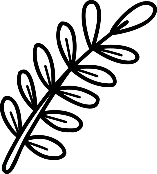 背景に描かれた手描きの葉の枝イラスト — ストックベクタ