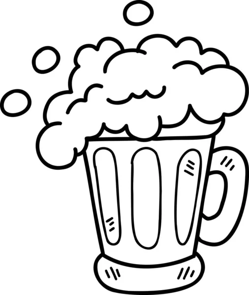 Illustrazione Vetro Birra Disegnato Mano Isolato Sfondo — Vettoriale Stock