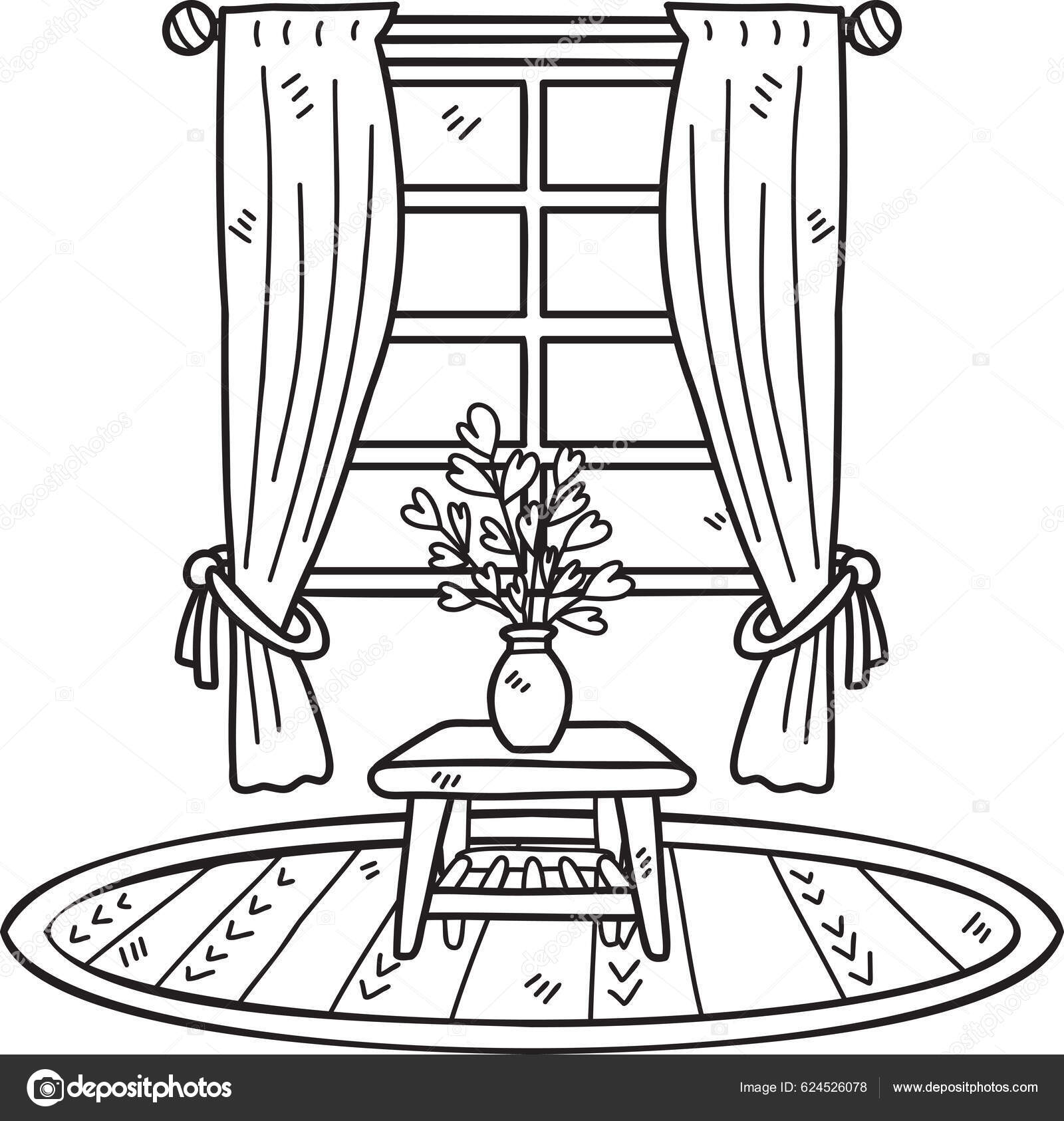 Ručně Kreslené Okno Květináčem Rostlin Koberec Ilustrace Izolované Pozadí  Stock Vector od © toonsteb 624526078