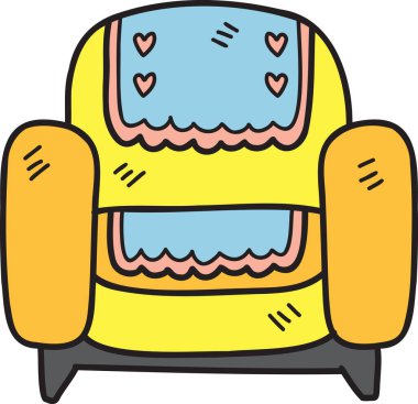 Arka planda kalp izleri olan el yapımı Koltuklar ve battaniyeler