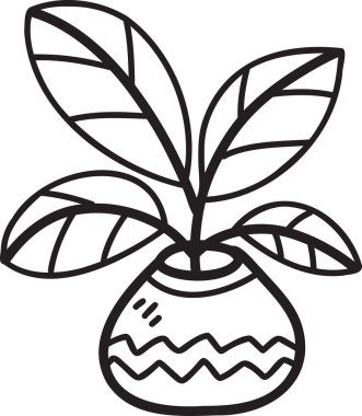 El çizimi dalga desenli bitki resmi arkaplanda izole edildi