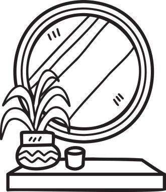 El çizimi yuvarlak ayna çizimi arka planda izole