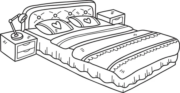 Χειροποίητο Κρεβάτι Και Λάμπα Εσωτερική Εικόνα Δωματίου Που Απομονώνονται Φόντο — Διανυσματικό Αρχείο