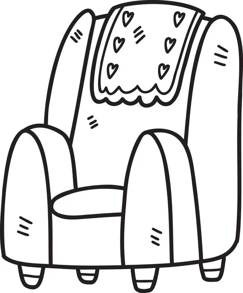 Handgezeichnete Sessel Und Decken Mit Herzabdrücken Illustration Isoliert Auf Dem — Stockvektor