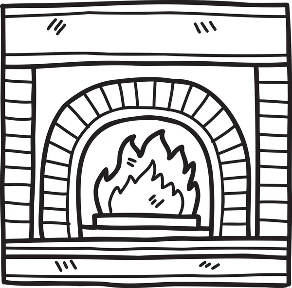 Hand Drawn Minimalist Fireplace Illustration Isolated Background — Stock Vector