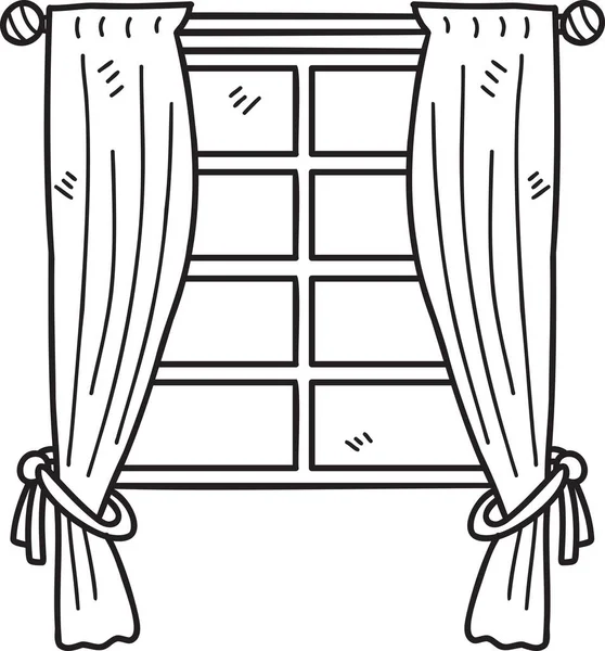 Ручной Рисунок Окна Иллюстрацией Штор Заднем Плане — стоковый вектор