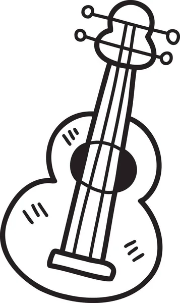 Hand Ritad Akustisk Gitarr Illustration Isolerad Bakgrunden — Stock vektor