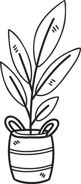 背景に隔離された手描き植物ポットイラスト — ストックベクタ