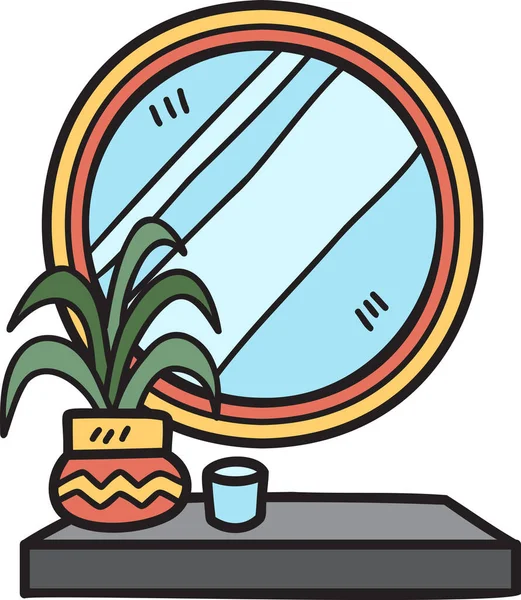 Illustrazione Specchio Rotondo Disegnato Mano Isolato Sfondo — Vettoriale Stock