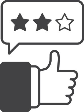 Arkaplanda izole edilmiş asgari biçimdeki illüstrasyonu başparmaklar yukarı ve gözden geçir