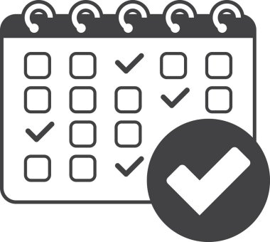 Arkaplanda minimal biçim izole edilmiş takvim ve kontrol işaretleri çizimi