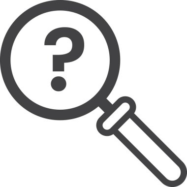 Arkaplanda en az izole edilmiş şekilde büyüteç ve soru işareti gösterimi