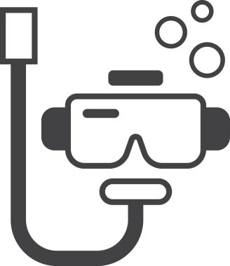 Dalış maskesi resimlemesi arka planda en az düzeyde izole edilmiş