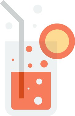 Arka planda izole edilmiş limon illüstrasyonlu bir bardak meyve suyu