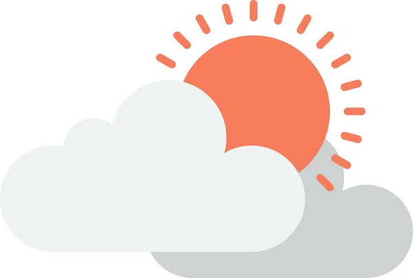 Słońce Chmury Ilustracja Minimalnym Stylu Izolowane Tle — Wektor stockowy