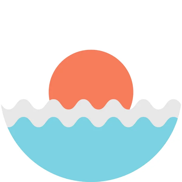 Slunce Moře Ilustrace Minimálním Stylu Izolované Pozadí — Stockový vektor