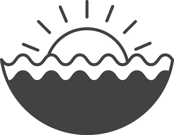 Sol Mar Ilustración Estilo Mínimo Aislado Sobre Fondo — Vector de stock