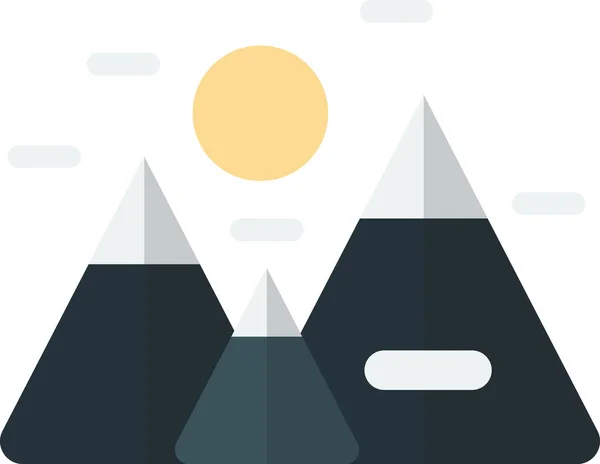 Mountains Sun Illustration Minimal Style Isolated Background — Stock Vector