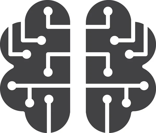Brain Circuit Board Illustration Minimal Style Isolated Background — Stock Vector
