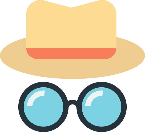 Óculos Redondos Top Hat Ilustração Estilo Mínimo Isolado Fundo — Vetor de Stock