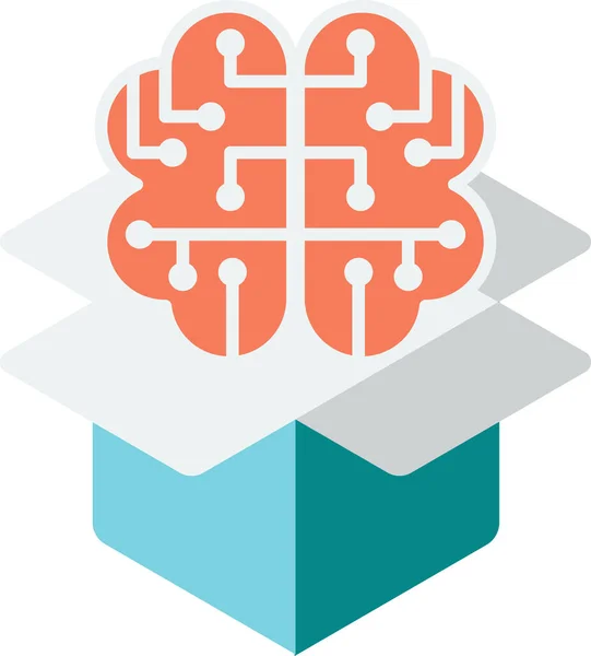 Box Brain Illustration Minimal Style Isolated Background — Stock Vector