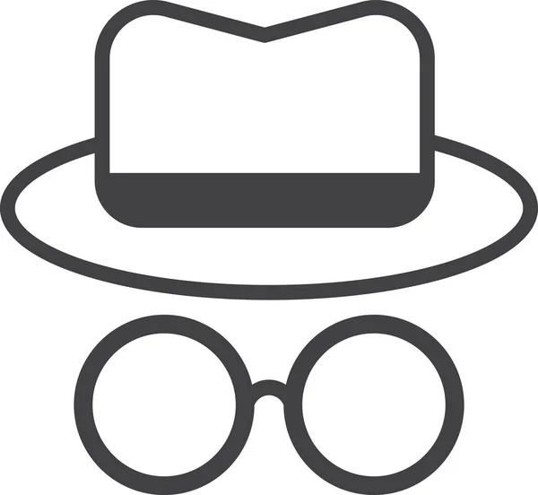 Στρογγυλή Γυαλιά Και Top Hat Εικονογράφηση Minimal Στυλ Που Απομονώνονται — Διανυσματικό Αρχείο