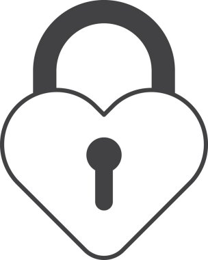 kalp şekilli kilit illüstrasyonu arka planda en az izole edilmiş şekilde