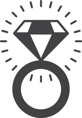 Arka planda izole edilmiş elmas yüzük illüstrasyonu